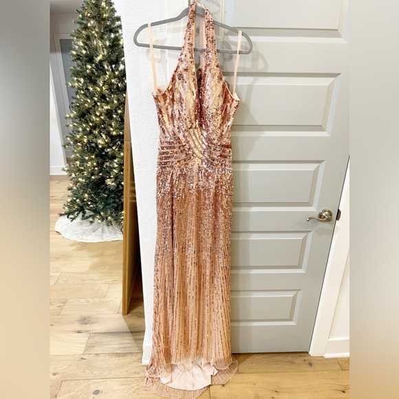 New Mac Duggal 5390 Sequin Open Cut Out Back Gown - Picture 2 of 10